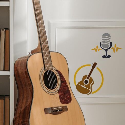 FINGERINSPIRE 9Styles Music Patterns Stencil with a Brush 5.9x5.9Inch Notes Painting Stencil Records Drawing Stencils PET Guitars Stencils Spectra Headphones Microphones Template for Wall Decor in Kuwait