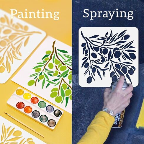 4Pcs Olive Tree Branch Stencils for Painting, Reusable Olive Branch Stencil Drawing Templates, DIY Craft Paint Templates for Wall Home Decor Wood Burning Canvas Fabric Window in Kuwait