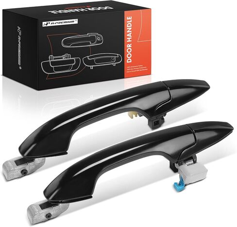 A-Premium Rear Driver and Passenger Side Exterior Door Handle Compatible with Honda CR-V 2007 2008 2009 2010 2011, Smooth Black in Kuwait