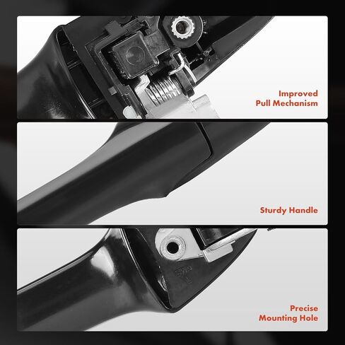 A-Premium Rear Driver and Passenger Side Exterior Door Handle Compatible with Honda CR-V 2007 2008 2009 2010 2011, Smooth Black in Kuwait