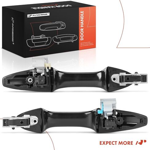 A-Premium Rear Driver and Passenger Side Exterior Door Handle Compatible with Honda CR-V 2007 2008 2009 2010 2011, Smooth Black in Kuwait