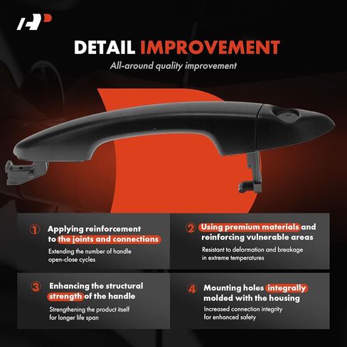 A-Premium Front Left Driver Side Exterior Door Handle with Keyhole Compatible with Hyundai Sonata 2015 2016 2017 2018 2019, Primed Black in Kuwait