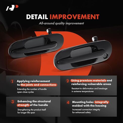 A-Premium Outside Exterior Door Handles Compatible with Honda CR-V CRV 1997 1998 1999 2000 2001, Smooth Black, 4-PC Set, Front & Rear Driver and Passenger Side in Kuwait