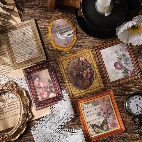 120PCS Vintage Frame Decorative Stickers with 40 Styles – Ideal for Bullet Journals, Scrapbooking, Planners, Wedding Albums, Junk Journals & Crafts in Saudi Arabia