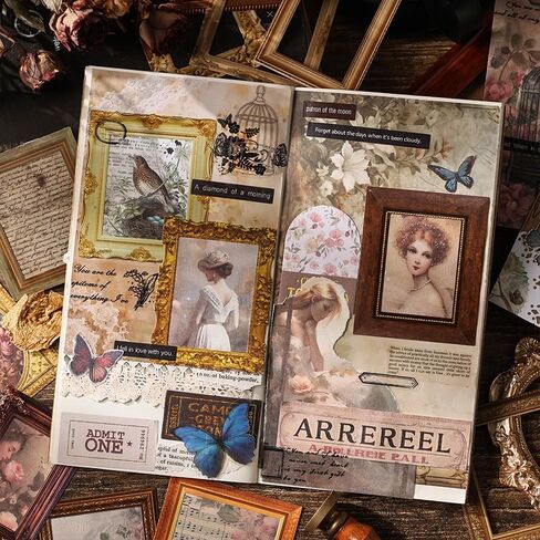 120PCS Vintage Frame Decorative Stickers with 40 Styles – Ideal for Bullet Journals, Scrapbooking, Planners, Wedding Albums, Junk Journals & Crafts in Saudi Arabia