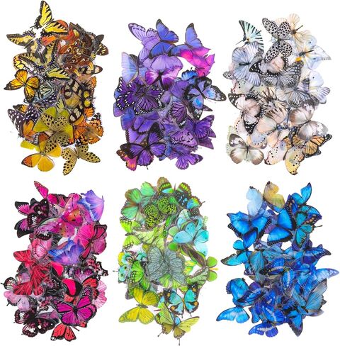 240 Pcs Butterfly Stickers,Floral Butterfly Pet Transparent Decorative Stickers Self-Adhesive PVC Plastic Butterflies for Crafts,Scrapbook,Laptop,Journal in Kuwait
