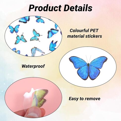 240 Pcs Butterfly Stickers,Floral Butterfly Pet Transparent Decorative Stickers Self-Adhesive PVC Plastic Butterflies for Crafts,Scrapbook,Laptop,Journal in Kuwait