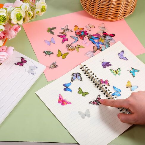 240 Pcs Butterfly Stickers,Floral Butterfly Pet Transparent Decorative Stickers Self-Adhesive PVC Plastic Butterflies for Crafts,Scrapbook,Laptop,Journal in Kuwait