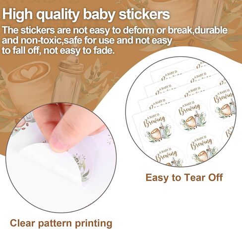 FYSUIMU 120Pcs A Baby is Brewing Baby Shower Stickers 2 Inch Coffee Theme Round Adhesive Label Decals for Coffee Bean Cookie Bag Party Favor Gifts Decor in Kuwait