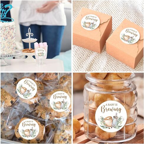 FYSUIMU 120Pcs A Baby is Brewing Baby Shower Stickers 2 Inch Coffee Theme Round Adhesive Label Decals for Coffee Bean Cookie Bag Party Favor Gifts Decor in Kuwait