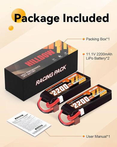 Hilldow 2200mAh RC Battery 3S 40C 11.1V Lipo Battery Soft Case with T Plug Connector for Drone Airplane Quadcopter Helicopter RC Car Truck Vehicles FPV RC Hobby Models (2 Packs) in Saudi Arabia