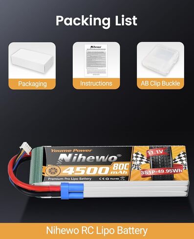 11.1V Lipo Battery 4500mAh 3S RC Lipo Batteries 80C with EC5 Plug Soft Case for 1/10 RC Car/Truck/Vehicle/Buggy RC Airplane Aircraft Quadcopter Drone Boat Robot Models(2 Packs) in Saudi Arabia
