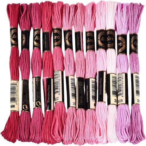 12 شلات 105 ياردة 6 فروع الوردي التطريز الخيط سوار الصداقة سلسلة المواضيع المتنوعة التدرج البوليستر عبر غرزة خيط الغزل مجموعة للمجوهرات اليد الخياطة الحياكة الحرفية DIY in Kuwait