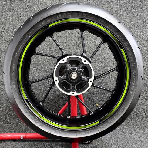 Motorcycle Reflective Rim Tapes Sticker Stripe 17 inch Wheel Decal Stickers Compatible with Kawasaki Ninja 250 300 400 500 650 1000 ZX6R 636 ZX9R ZX-10R (Willow Green) in Saudi Arabia
