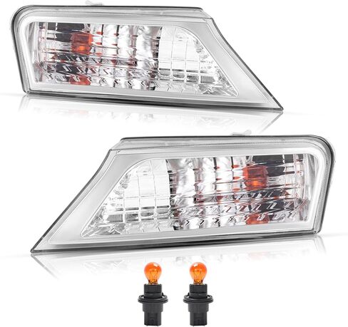HECASA Turn Signal Corner Light Compatible with 2008-2012 Jeep Liberty Front Front Bumper Signal Lamp w/Bulbs Pair Clear Lens Chrome Housing Driver & Passenger Side Replacement for CH2520145 CH2521145 in Kuwait