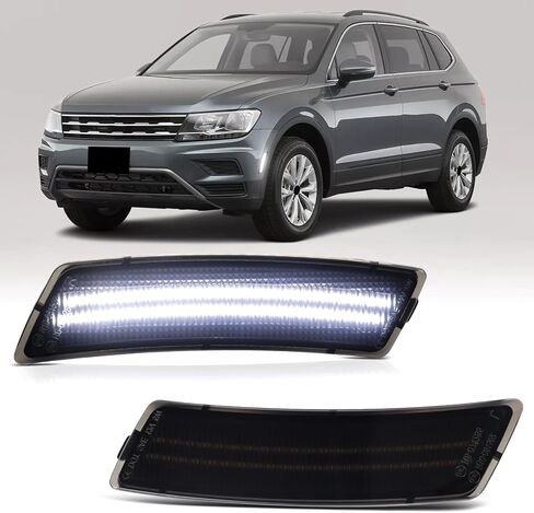 LED Side Marker Lights for 2018-2024 VW Volkswagen Tiguan & 2012-2019 VW Volkswagen Beetle Dual-Row White Front Fender Markers Lamps with Smoked Lens, 2PCS in Saudi Arabia
