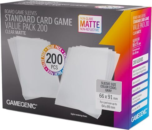 Gamegenic Matte Sleeves Standard Card Game-Size Value Pack 200 – 100 Micron Non-Glare Card Protectors, 200 Count Bulk Set, Anti-Reflection for TCG and Board Games in Kuwait