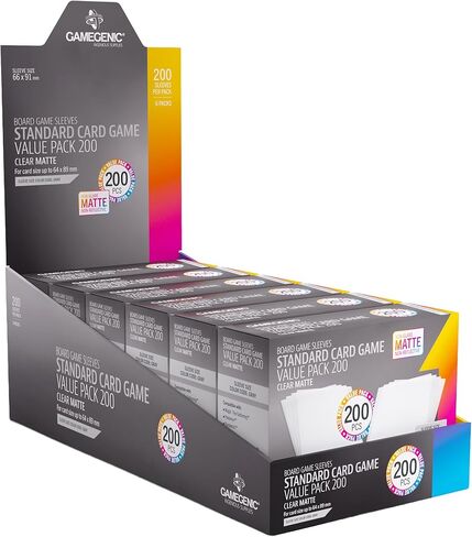 Gamegenic Matte Sleeves Standard Card Game-Size Value Pack 200 – 100 Micron Non-Glare Card Protectors, 200 Count Bulk Set, Anti-Reflection for TCG and Board Games in Kuwait