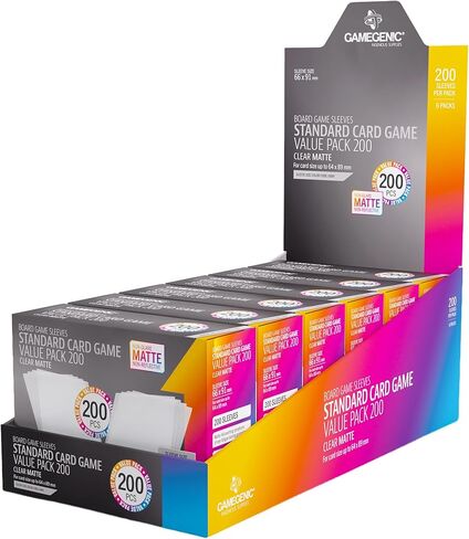 Gamegenic Matte Sleeves Standard Card Game-Size Value Pack 200 – 100 Micron Non-Glare Card Protectors, 200 Count Bulk Set, Anti-Reflection for TCG and Board Games in Kuwait