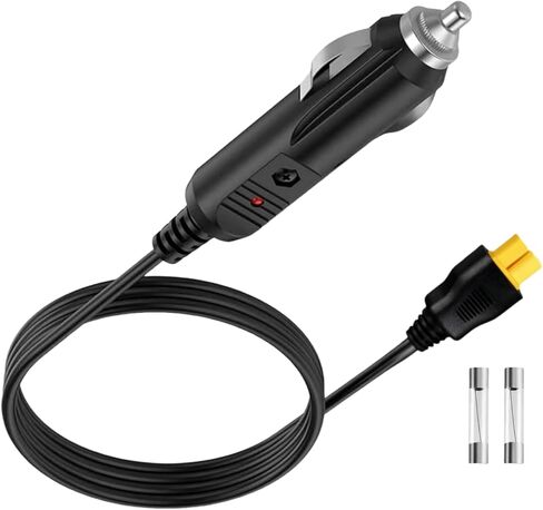 12V/24V Car Charger Cable for Ecoflow Delta/River, Bluetti EB55, Anker 757/767 & More Solar Power Stations with XT60 Connector, Including EF ECOFLOW Wave 2 Air Conditioner DC Adapter in Saudi Arabia