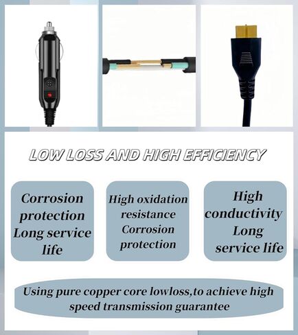 12V/24V Car Charger Cable for Ecoflow Delta/River, Bluetti EB55, Anker 757/767 & More Solar Power Stations with XT60 Connector, Including EF ECOFLOW Wave 2 Air Conditioner DC Adapter in Saudi Arabia