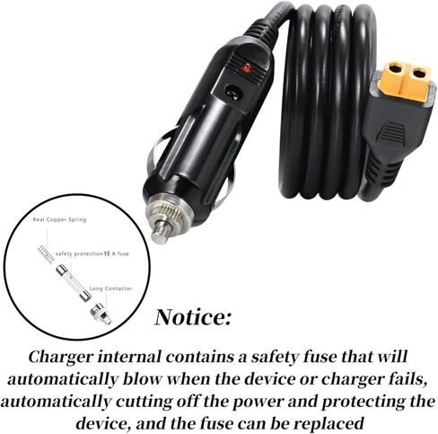 12V/24V Car Charger Cable for Ecoflow Delta/River, Bluetti EB55, Anker 757/767 & More Solar Power Stations with XT60 Connector, Including EF ECOFLOW Wave 2 Air Conditioner DC Adapter in Saudi Arabia