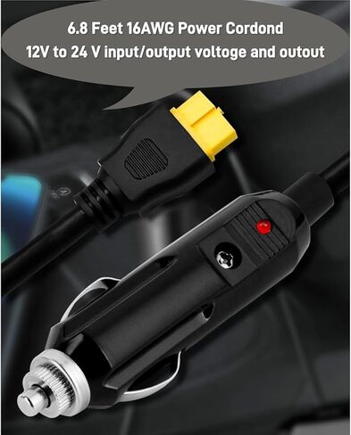 12V/24V Car Charger Cable for Ecoflow Delta/River, Bluetti EB55, Anker 757/767 & More Solar Power Stations with XT60 Connector, Including EF ECOFLOW Wave 2 Air Conditioner DC Adapter in Saudi Arabia