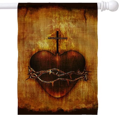 MSD House Flag Double Sided, Large 28X40 Garden Flag, Durable Polyester Fabric Home Flag, Indoor and Outdoor Decoration, Machine Washable Custom Available IMAGE ID The Sacred Heart of Jesus on parc in Kuwait