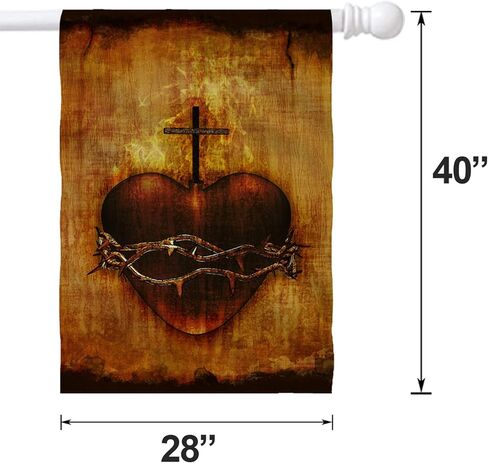MSD House Flag Double Sided, Large 28X40 Garden Flag, Durable Polyester Fabric Home Flag, Indoor and Outdoor Decoration, Machine Washable Custom Available IMAGE ID The Sacred Heart of Jesus on parc in Kuwait