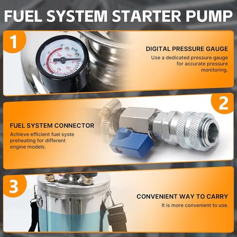 Upgraded J-47912 Fuel System Priming Pump, Compatible with Detroit Diesel DD13 DD15 S60 MBE900 and MBE4000, Heavy Duty Manual Diesel Fuel Primer Tool Replaces OTC5869 J-47912, Kit with Shoulder Strap in Saudi Arabia