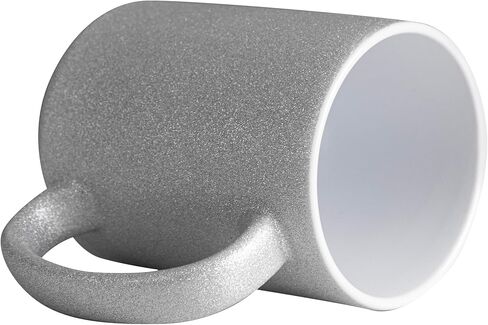 Craft Express Silver Glitter Blank 15oz Coffee Mugs for Sublimation and Crafting – High Grade Coated Ceramic Mugs ready to be Personalized – Individually Packaged Set of 6 (Silver) in Kuwait