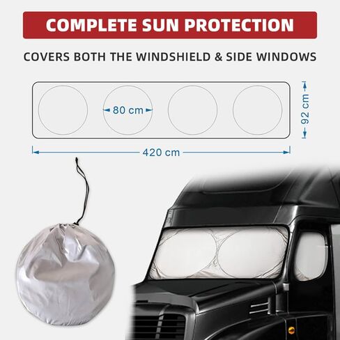 Truck Sun Shade for Windshield and Side Window for Freightliner M2 106 2007-2024, Sun Protector Blocking UV Rays Windshield Sun Shade for Truck Foldable Truck Sunshade in Saudi Arabia