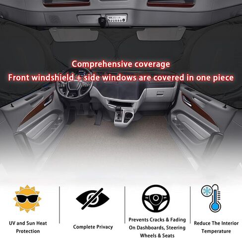 Truck Sun Shade for Windshield and Side Window for Freightliner M2 106 2007-2024, Sun Protector Blocking UV Rays Windshield Sun Shade for Truck Foldable Truck Sunshade in Saudi Arabia