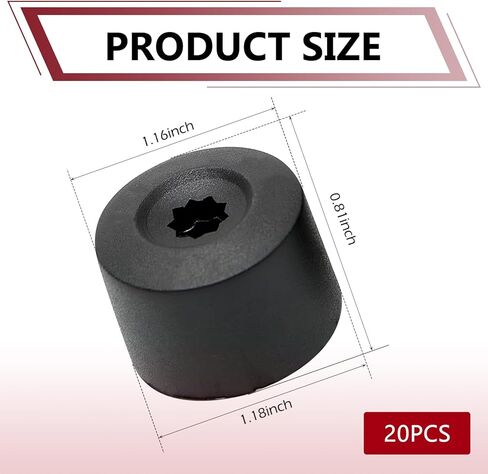 20PCS Car Wheel Lug Nut Covers, 17mm Tire Bolt Caps with Removal Tool, ABS Lug Nut Cap Replacement, Compatible with VW Jetta Beetle Passat GTI CC (Black) in Saudi Arabia
