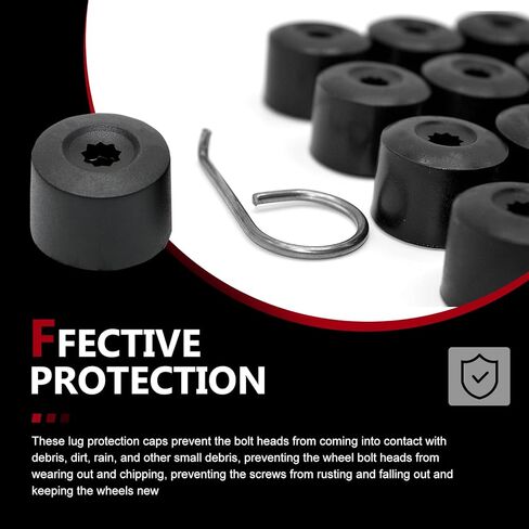 20PCS Car Wheel Lug Nut Covers, 17mm Tire Bolt Caps with Removal Tool, ABS Lug Nut Cap Replacement, Compatible with VW Jetta Beetle Passat GTI CC (Black) in Saudi Arabia