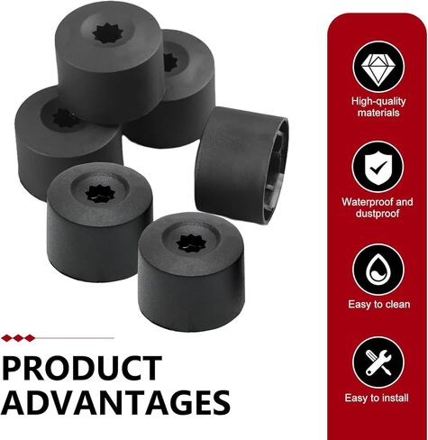 20PCS Car Wheel Lug Nut Covers, 17mm Tire Bolt Caps with Removal Tool, ABS Lug Nut Cap Replacement, Compatible with VW Jetta Beetle Passat GTI CC (Black) in Saudi Arabia