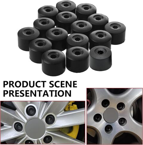 20PCS Car Wheel Lug Nut Covers, 17mm Tire Bolt Caps with Removal Tool, ABS Lug Nut Cap Replacement, Compatible with VW Jetta Beetle Passat GTI CC (Black) in Saudi Arabia