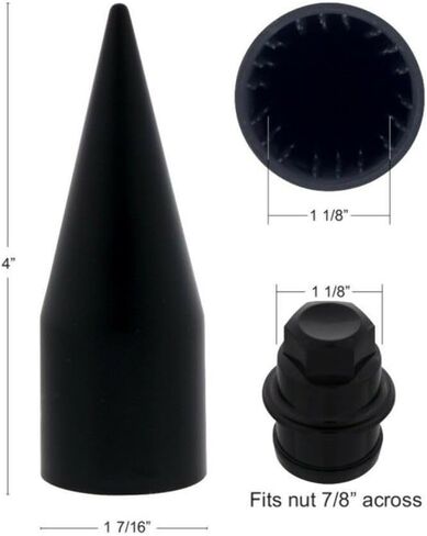 Pirate Mfg Spike Nut Cover - 7/8" (Pack of 10) - Full Size Pickup - Wheel, Black in Saudi Arabia