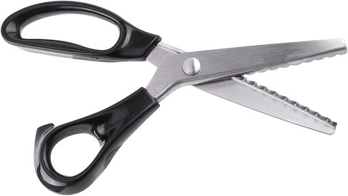 Pinking Shears for Fabric Cutting,Professional Dressmaking Stainless Steel Zigzag Scissors with Round Triangle Edge for Fabrics Leather Craft Uses(7mm) in Kuwait