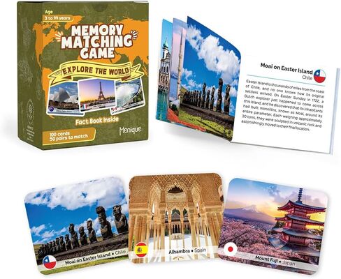 Menique. Memory Matching Game Explore The World. Beautiful Photographs of Iconic Locations from 50 Different Countries. Place, Country and Flag. in Saudi Arabia