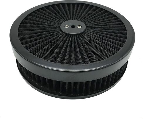 مجموعة تجميع فلتر الهواء X-AVION Full Flow 9''X2''، منظف هواء قابل للغسل وإعادة الاستخدام مع مسمار تثبيت وجوز جناح ومجموعة 3 فواصل، منظف هواء لـ 4 أسطوانات مكربن ​​V8، أسود مستدير in Kuwait