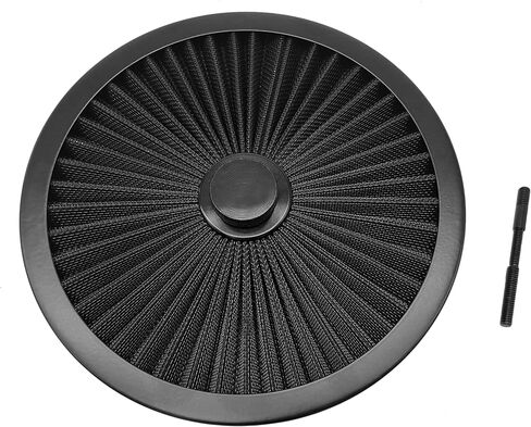 مجموعة تجميع فلتر الهواء X-AVION Full Flow 9''X2''، منظف هواء قابل للغسل وإعادة الاستخدام مع مسمار تثبيت وجوز جناح ومجموعة 3 فواصل، منظف هواء لـ 4 أسطوانات مكربن ​​V8، أسود مستدير in Kuwait