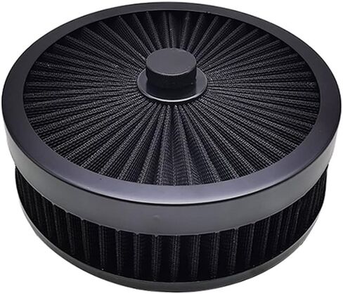 مجموعة تجميع فلتر الهواء X-AVION Full Flow 9''X2''، منظف هواء قابل للغسل وإعادة الاستخدام مع مسمار تثبيت وجوز جناح ومجموعة 3 فواصل، منظف هواء لـ 4 أسطوانات مكربن ​​V8، أسود مستدير in Kuwait