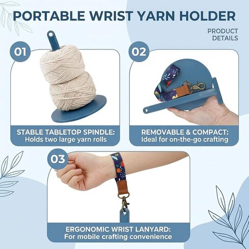 Portable Wrist Yarn Holder for Knitting & Crocheting, Yarn Spinner with Adjustable Strap, Tangle-Free Yarn Ball Holder, Travel Crochet Accessories & Gift for Craft Lovers in Saudi Arabia