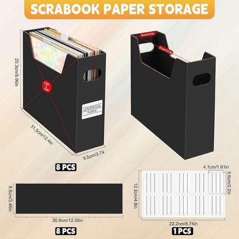 Scrapbook Paper Storage, 8 Pack Scrapbook Papers Organizer with 10 Self-adhesive Labels, 12x12 Paper Storage Organizer Holds over 4000 Papers, File Organizer for Cardstock, Vinyl Sheets, Craft Sheets in Saudi Arabia