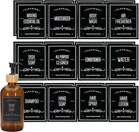 24 Pcs Waterproof Soap Labels Lotion Labels Reusable Bathroom Label Stickers Kitchen Hand Soap Dispenser Label Stickers for Shampoo and Conditioner Travel Bottles (White) in Kuwait
