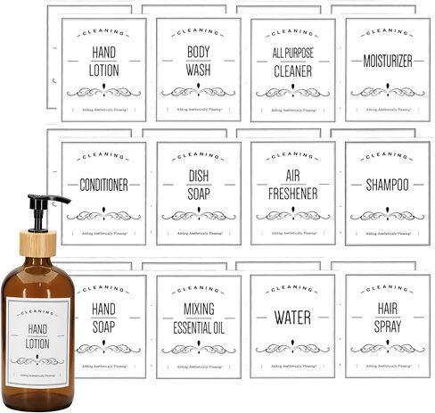 24 Pcs Waterproof Soap Labels Lotion Labels Reusable Bathroom Label Stickers Kitchen Hand Soap Dispenser Label Stickers for Shampoo and Conditioner Travel Bottles (White) in Kuwait