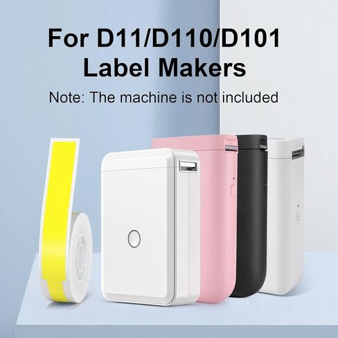 شريط طباعة ملصقات بقياس 0.5 بوصة × 4.3 بوصة لطابعة ملصقات D11/D110/D101، شريط ملصقات ذاتي اللصق للكابلات المكتبية والصناعية، 65 ملصقًا/لفة (أصفر) in Kuwait