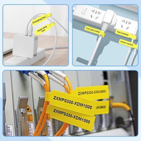 شريط طباعة ملصقات بقياس 0.5 بوصة × 4.3 بوصة لطابعة ملصقات D11/D110/D101، شريط ملصقات ذاتي اللصق للكابلات المكتبية والصناعية، 65 ملصقًا/لفة (أصفر) in Kuwait