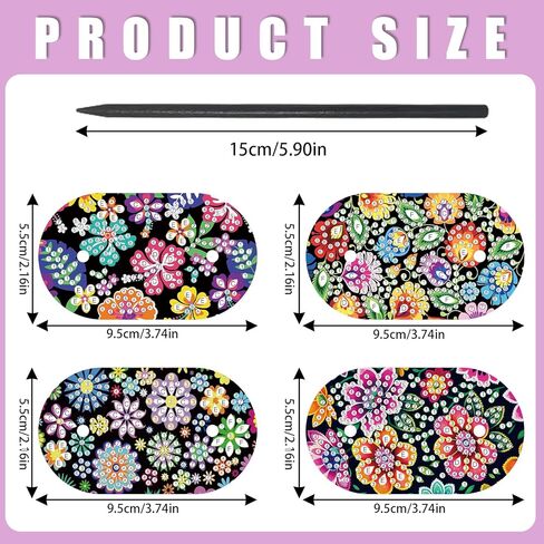 4pcs Diamond Painting Kits Round Hairpins, Special Shape Diamond Art Craft Kit, Colorful Flower Handicraft, Elegant Chinese Twist Rod Wooden DIY Hair Clip with for Festivals, Daily Wear Parties in Kuwait